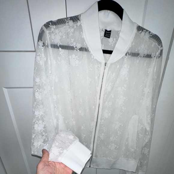 Women's White Lace Long Sleeve Loose Sheer Jacket- xl nwot - Picture 4 of 7